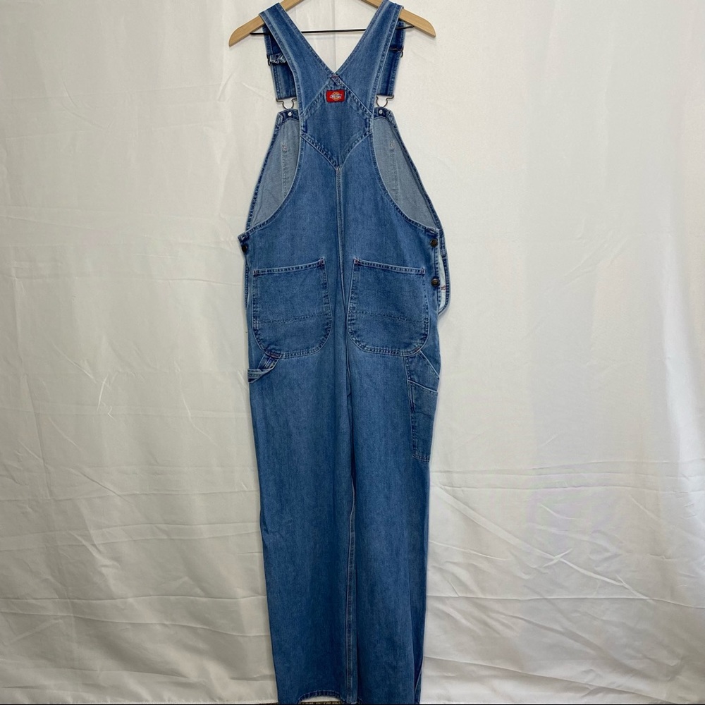 Dickies Men's Vintage Stone Washed Indigo Denim Blue Overall 34 x 34 - Picture 12 of 13